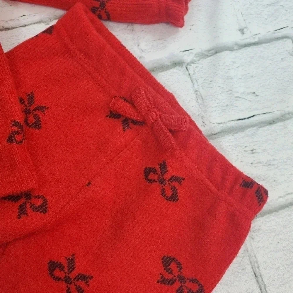 18M Red and Black Bow Cardigan Pant Set Unisex Kids Clothes Matching Holiday